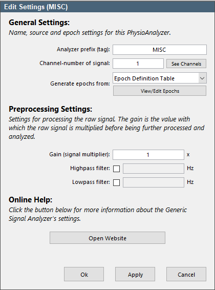 Epoch Settings