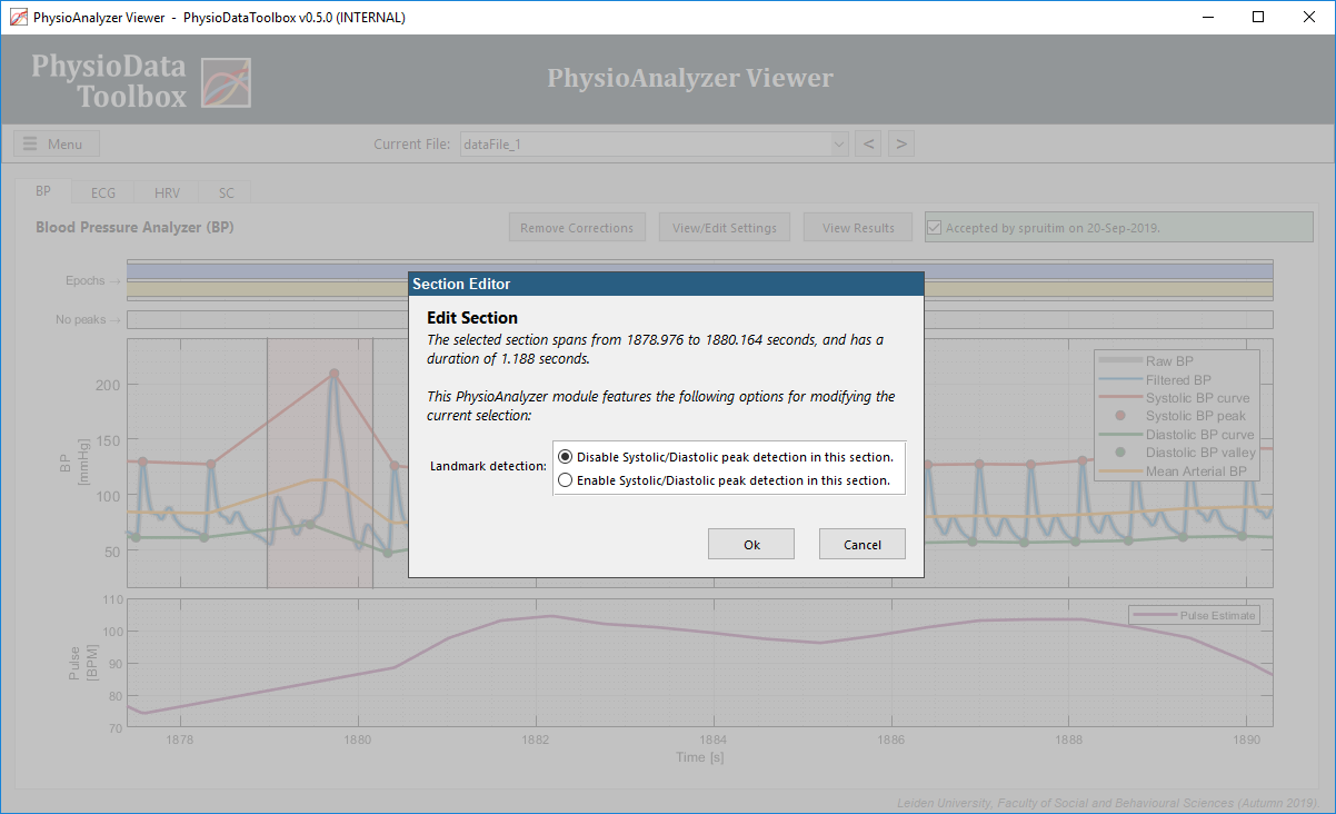 Blood Pressure analyzer artifact correction 2